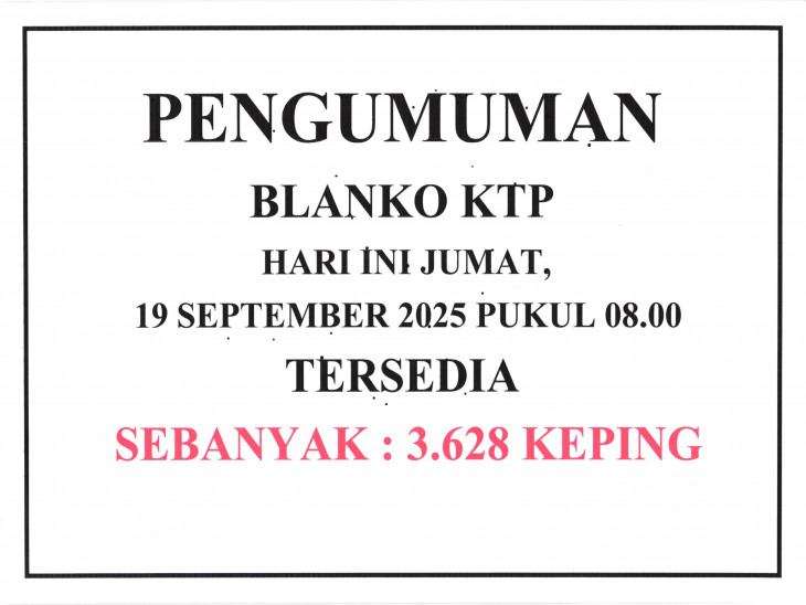 Ketersediaan Blanko KTP-EL